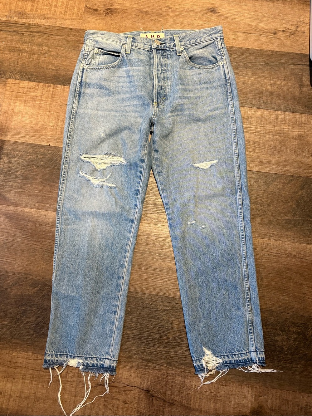 AMO Light Blue Boyfriend Distressed Relaxed Jeans size 30